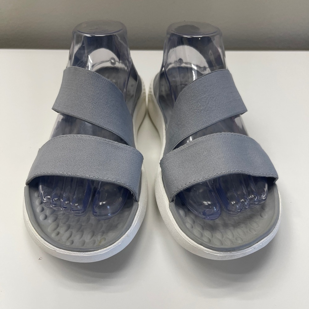 Crocs Literide Stretch Sandals Womens 9 Grey White Slingback Comfort 206081 - Picture 2 of 9